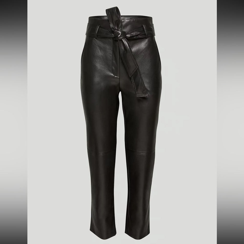Aritzia Wilfred High Tied Leather Pants, Size 0